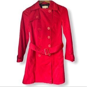 JM COLLECTION Belted Bright Red Trench Coat, SP